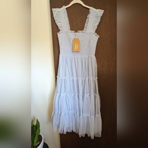 Confete Listicle light blue tulle midi nap dress size Large